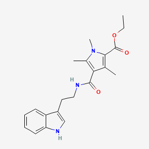 molecular formula C21H25N3O3 B2468544 ethyl 4-{[2-(1H-indol-3-yl)ethyl]carbamoyl}-1,3,5-trimethyl-1H-pyrrole-2-carboxylate CAS No. 847463-66-5