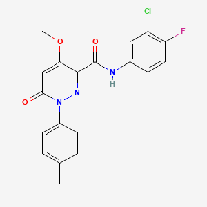 molecular formula C19H15ClFN3O3 B2468602 N-(3-chloro-4-fluorophenyl)-4-methoxy-1-(4-methylphenyl)-6-oxo-1,6-dihydropyridazine-3-carboxamide CAS No. 941969-46-6