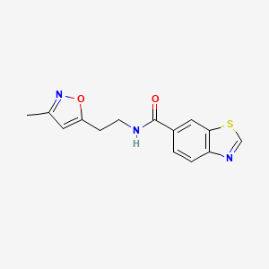 molecular formula C14H13N3O2S B2468627 N-[2-(3-METHYL-1,2-OXAZOL-5-YL)ETHYL]-1,3-BENZOTHIAZOLE-6-CARBOXAMIDE CAS No. 1421517-66-9