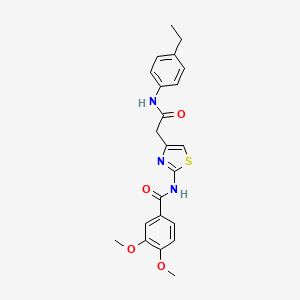 molecular formula C22H23N3O4S B2468647 N-(4-{[(4-ethylphenyl)carbamoyl]methyl}-1,3-thiazol-2-yl)-3,4-dimethoxybenzamide CAS No. 1005294-99-4