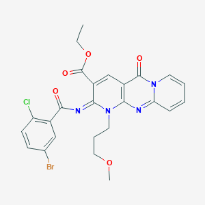 molecular formula C25H22BrClN4O5 B2468696 ethyl 6-(5-bromo-2-chlorobenzoyl)imino-7-(3-methoxypropyl)-2-oxo-1,7,9-triazatricyclo[8.4.0.03,8]tetradeca-3(8),4,9,11,13-pentaene-5-carboxylate CAS No. 534578-97-7