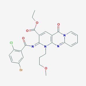 B2468696 (Z)-ethyl 2-((5-bromo-2-chlorobenzoyl)imino)-1-(3-methoxypropyl)-5-oxo-2,5-dihydro-1H-dipyrido[1,2-a:2',3'-d]pyrimidine-3-carboxylate CAS No. 534578-97-7