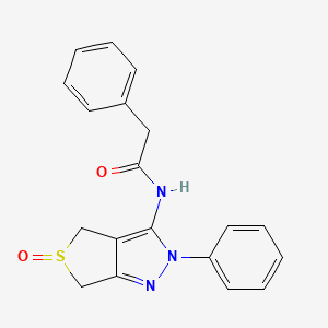 molecular formula C19H17N3O2S B2468732 N-(5-oxido-2-phenyl-4,6-dihydro-2H-thieno[3,4-c]pyrazol-3-yl)-2-phenylacetamide 