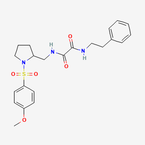 molecular formula C22H27N3O5S B2468745 N-{[1-(4-methoxybenzenesulfonyl)pyrrolidin-2-yl]methyl}-N'-(2-phenylethyl)ethanediamide CAS No. 896291-33-1