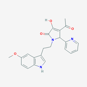 molecular formula C22H21N3O4 B246877 4-acetyl-3-hydroxy-1-[2-(5-methoxy-1H-indol-3-yl)ethyl]-5-(2-pyridinyl)-1,5-dihydro-2H-pyrrol-2-one 