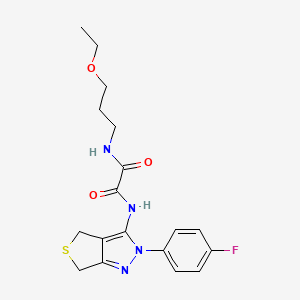 molecular formula C18H21FN4O3S B2468779 N-(3-ethoxypropyl)-N'-[2-(4-fluorophenyl)-2H,4H,6H-thieno[3,4-c]pyrazol-3-yl]ethanediamide CAS No. 899741-72-1