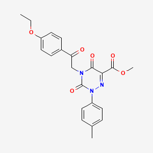 molecular formula C22H21N3O6 B2468783 Methyl 4-[2-(4-ethoxyphenyl)-2-oxoethyl]-2-(4-methylphenyl)-3,5-dioxo-2,3,4,5-tetrahydro-1,2,4-triazine-6-carboxylate CAS No. 1923108-12-6