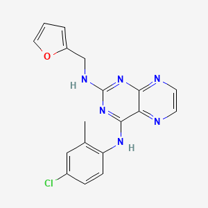 molecular formula C18H15ClN6O B2468804 N4-(4-chloro-2-methylphenyl)-N2-[(furan-2-yl)methyl]pteridine-2,4-diamine CAS No. 946349-77-5