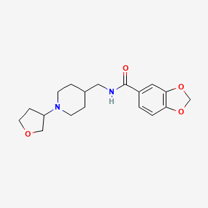 molecular formula C18H24N2O4 B2468820 N-{[1-(oxolan-3-yl)piperidin-4-yl]methyl}-2H-1,3-benzodioxole-5-carboxamide CAS No. 2034554-86-2