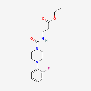 molecular formula C16H22FN3O3 B2468835 Ethyl 3-((4-(2-fluorophenyl)piperazinyl)carbonylamino)propanoate CAS No. 925075-15-6