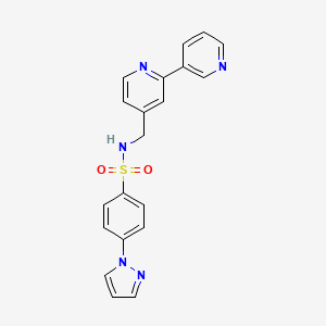 molecular formula C20H17N5O2S B2468853 N-([2,3'-bipyridin]-4-ylmethyl)-4-(1H-pyrazol-1-yl)benzenesulfonamide CAS No. 2034440-82-7