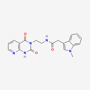 molecular formula C20H19N5O3 B2468876 N-(2-(2,4-dioxo-1,2-dihydropyrido[2,3-d]pyrimidin-3(4H)-yl)ethyl)-2-(1-methyl-1H-indol-3-yl)acetamide CAS No. 2034320-94-8