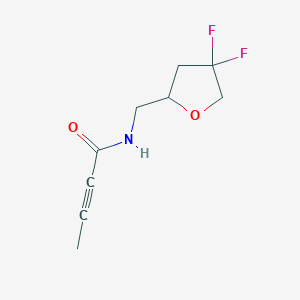 molecular formula C9H11F2NO2 B2468877 N-[(4,4-Difluorooxolan-2-yl)methyl]but-2-ynamide CAS No. 2411243-54-2