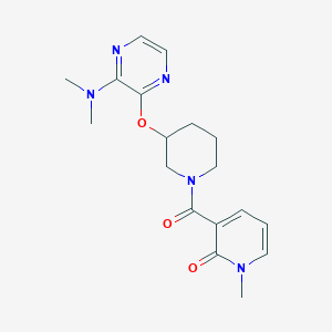 molecular formula C18H23N5O3 B2468892 3-(3-((3-(dimethylamino)pyrazin-2-yl)oxy)piperidine-1-carbonyl)-1-methylpyridin-2(1H)-one CAS No. 2034581-76-3