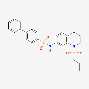 molecular formula C24H26N2O4S2 B2468917 N-[1-(PROPANE-1-SULFONYL)-1,2,3,4-TETRAHYDROQUINOLIN-7-YL]-[1,1'-BIPHENYL]-4-SULFONAMIDE CAS No. 946249-63-4