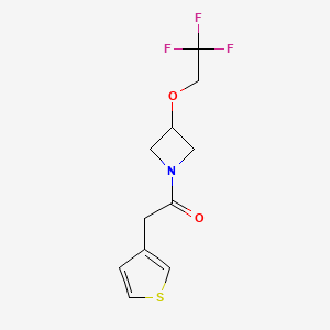 molecular formula C11H12F3NO2S B2468963 2-(Thiophen-3-yl)-1-(3-(2,2,2-trifluoroethoxy)azetidin-1-yl)ethanone CAS No. 2034339-10-9