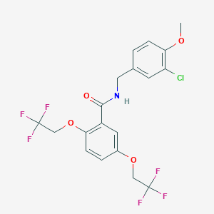 molecular formula C19H16ClF6NO4 B2468997 N-[(3-chloro-4-methoxyphenyl)methyl]-2,5-bis(2,2,2-trifluoroethoxy)benzamide CAS No. 478249-55-7