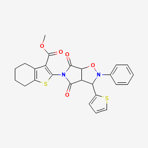 molecular formula C25H22N2O5S2 B2469006 methyl 2-(4,6-dioxo-2-phenyl-3-(thiophen-2-yl)tetrahydro-2H-pyrrolo[3,4-d]isoxazol-5(3H)-yl)-4,5,6,7-tetrahydrobenzo[b]thiophene-3-carboxylate CAS No. 1005074-19-0