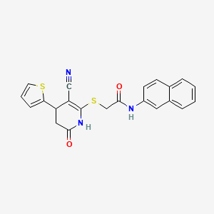 2-{[3-cyano-6-oxo-4-(thiophen-2-yl)-1,4,5,6-tetrahydropyridin-2-yl]sulfanyl}-N-(naphthalen-2-yl)acetamide