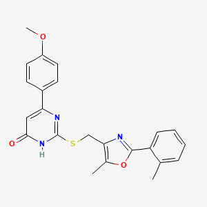 6-(4-Methoxyphenyl)-2-(((5-methyl-2-(o-tolyl)oxazol-4-yl)methyl)thio)pyrimidin-4-ol