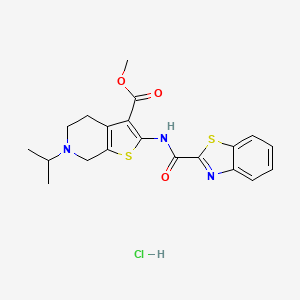 molecular formula C20H22ClN3O3S2 B2469042 Methyl 2-(benzo[d]thiazole-2-carboxamido)-6-isopropyl-4,5,6,7-tetrahydrothieno[2,3-c]pyridine-3-carboxylate hydrochloride CAS No. 1329900-88-0
