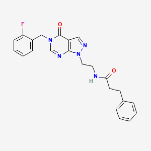 N-(2-(5-(2-fluorobenzyl)-4-oxo-4,5-dihydro-1H-pyrazolo[3,4-d]pyrimidin-1-yl)ethyl)-3-phenylpropanamide