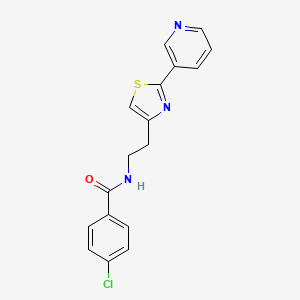 molecular formula C17H14ClN3OS B2469052 4-chloro-N-[2-(2-pyridin-3-yl-1,3-thiazol-4-yl)ethyl]benzamide CAS No. 863513-25-1