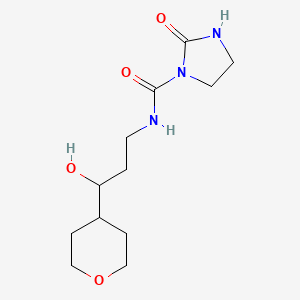 molecular formula C12H21N3O4 B2469057 N-[3-hydroxy-3-(oxan-4-yl)propyl]-2-oxoimidazolidine-1-carboxamide CAS No. 2034241-16-0