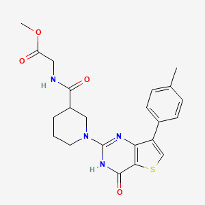 molecular formula C22H24N4O4S B2469059 Methyl 2-(1-(4-oxo-7-(p-tolyl)-3,4-dihydrothieno[3,2-d]pyrimidin-2-yl)piperidine-3-carboxamido)acetate CAS No. 1242985-57-4