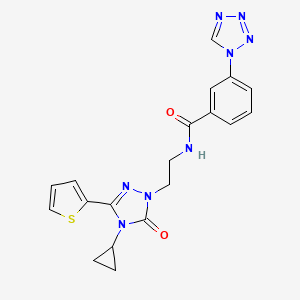 molecular formula C19H18N8O2S B2469066 N-(2-(4-cyclopropyl-5-oxo-3-(thiophen-2-yl)-4,5-dihydro-1H-1,2,4-triazol-1-yl)ethyl)-3-(1H-tetrazol-1-yl)benzamide CAS No. 1448133-28-5