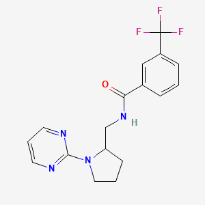 molecular formula C17H17F3N4O B2469075 N-{[1-(pyrimidin-2-yl)pyrrolidin-2-yl]methyl}-3-(trifluoromethyl)benzamide CAS No. 2097859-49-7