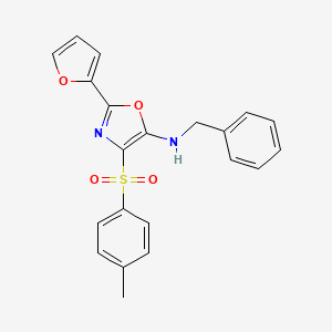 molecular formula C21H18N2O4S B2469084 N-BENZYL-2-(FURAN-2-YL)-4-(4-METHYLBENZENESULFONYL)-1,3-OXAZOL-5-AMINE CAS No. 304658-14-8