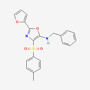 molecular formula C21H18N2O4S B2469084 2-(2-呋喃基)-4-[(4-甲基苯基)磺酰基]-5-(苄基氨基)-1,3-噁唑 CAS No. 304658-14-8