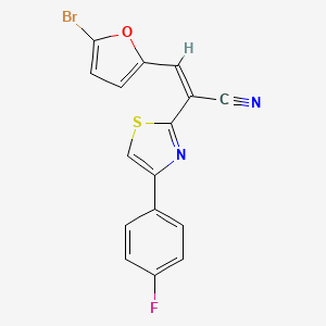 molecular formula C16H8BrFN2OS B2469086 (Z)-3-(5-溴呋喃-2-基)-2-(4-(4-氟苯基)噻唑-2-基)丙烯腈 CAS No. 476675-04-4