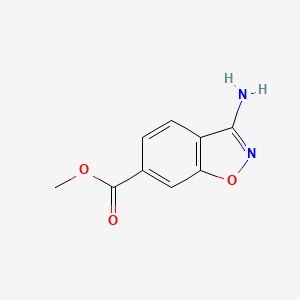molecular formula C9H8N2O3 B2469090 3-Amino-1,2-benzisoxazole-6-carboxylic acid methyl ester CAS No. 501904-27-4