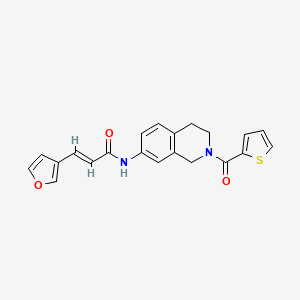 molecular formula C21H18N2O3S B2469095 (E)-3-(furan-3-yl)-N-(2-(thiophene-2-carbonyl)-1,2,3,4-tetrahydroisoquinolin-7-yl)acrylamide CAS No. 1448139-91-0