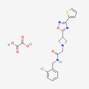 molecular formula C20H19ClN4O6S B2469099 N-(2-chlorobenzyl)-2-(3-(3-(thiophen-2-yl)-1,2,4-oxadiazol-5-yl)azetidin-1-yl)acetamide oxalate CAS No. 1351582-67-6