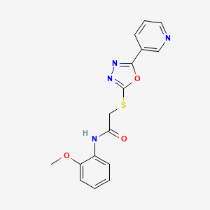 molecular formula C16H14N4O3S B2469100 N-(2-methoxyphenyl)-2-{[5-(pyridin-3-yl)-1,3,4-oxadiazol-2-yl]sulfanyl}acetamide CAS No. 484644-11-3
