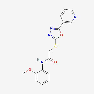 molecular formula C16H14N4O3S B2469100 N-(2-methoxyphenyl)-2-[(5-pyridin-3-yl-1,3,4-oxadiazol-2-yl)sulfanyl]acetamide CAS No. 484644-11-3
