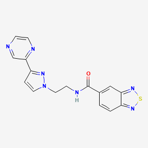 molecular formula C16H13N7OS B2469104 N-(2-(3-(pyrazin-2-yl)-1H-pyrazol-1-yl)ethyl)benzo[c][1,2,5]thiadiazole-5-carboxamide CAS No. 2034547-95-8