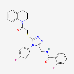 molecular formula C27H23F2N5O2S B2469106 N-((5-((2-(3,4-二氢喹啉-1(2H)-基)-2-氧基乙基)硫)-4-(4-氟苯基)-4H-1,2,4-三唑-3-基)甲基)-2-氟苯甲酰胺 CAS No. 391899-18-6
