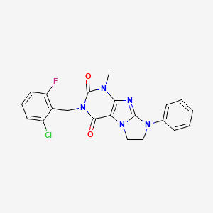 3-[(2-Chloro-6-fluorophenyl)methyl]-1-methyl-8-phenyl-1,3,5-trihydroimidazolid ino[1,2-h]purine-2,4-dione
