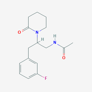 molecular formula C16H21FN2O2 B2469113 N-[3-(3-Fluorophenyl)-2-(2-oxopiperidin-1-YL)propyl]acetamide CAS No. 1421514-73-9