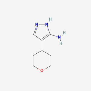 molecular formula C8H13N3O B2469115 4-(四氢-2H-吡喃-4-基)-1H-吡唑-3-胺 CAS No. 1779132-79-4