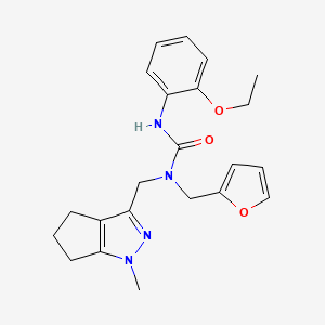 molecular formula C22H26N4O3 B2469133 3-(2-Ethoxyphenyl)-1-(furan-2-ylmethyl)-1-((1-methyl-1,4,5,6-tetrahydrocyclopenta[c]pyrazol-3-yl)methyl)urea CAS No. 1790203-91-6