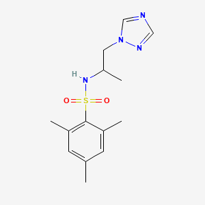 molecular formula C14H20N4O2S B2469134 N-(1-(1H-1,2,4-triazol-1-yl)propan-2-yl)-2,4,6-trimethylbenzenesulfonamide CAS No. 941912-78-3