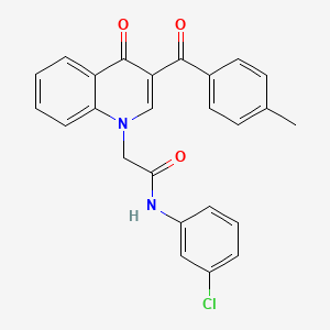 molecular formula C25H19ClN2O3 B2469136 N-(3-chlorophenyl)-2-[3-(4-methylbenzoyl)-4-oxo-1,4-dihydroquinolin-1-yl]acetamide CAS No. 895652-18-3