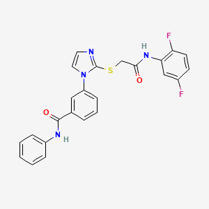 molecular formula C24H18F2N4O2S B2469139 3-[2-({[(2,5-difluorophenyl)carbamoyl]methyl}sulfanyl)-1H-imidazol-1-yl]-N-phenylbenzamide CAS No. 1115565-45-1