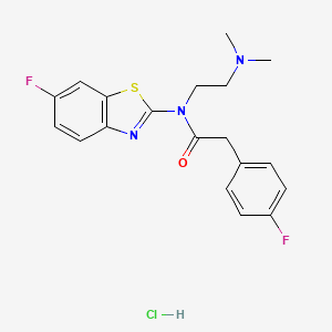 molecular formula C19H20ClF2N3OS B2469142 N-(2-(dimethylamino)ethyl)-N-(6-fluorobenzo[d]thiazol-2-yl)-2-(4-fluorophenyl)acetamide hydrochloride CAS No. 1217018-30-8