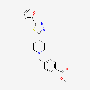 molecular formula C20H21N3O3S B2469147 Methyl 4-((4-(5-(furan-2-yl)-1,3,4-thiadiazol-2-yl)piperidin-1-yl)methyl)benzoate CAS No. 1323636-16-3